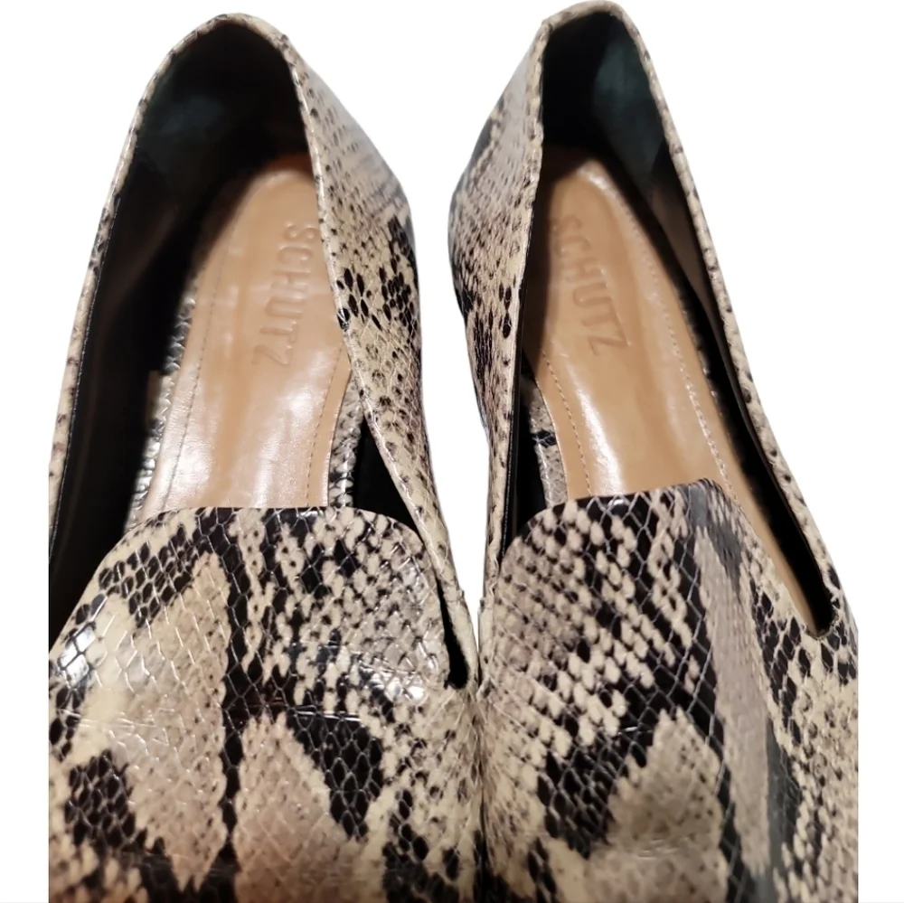 Schutz Snake Print Leather Loafers Shoes Slip-on Square Toe 8.5 - Picture 5 of 8